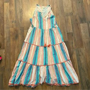 Matilda Jane Womens large striped tiered maxi dress